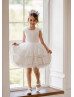 Ivory Satin Tulle Tiered Flower Girl Dress